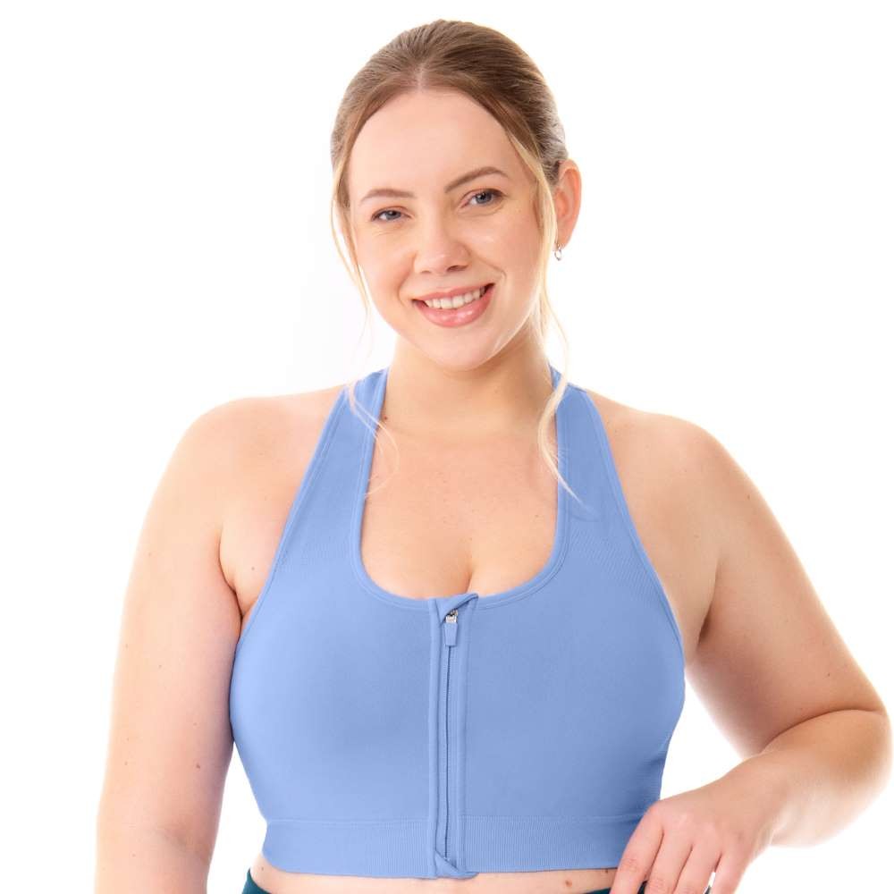 Top Fitness Plus Size com Zíper e Bojo Removível  Jardim de Hortênsias Zee Rucci em Oferta na Shopee