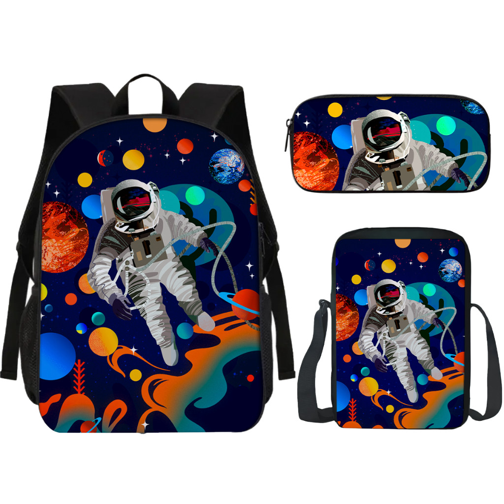 Conjunto Mochila, Estojo e Lancheira Astronauta VII Satélite Planeta