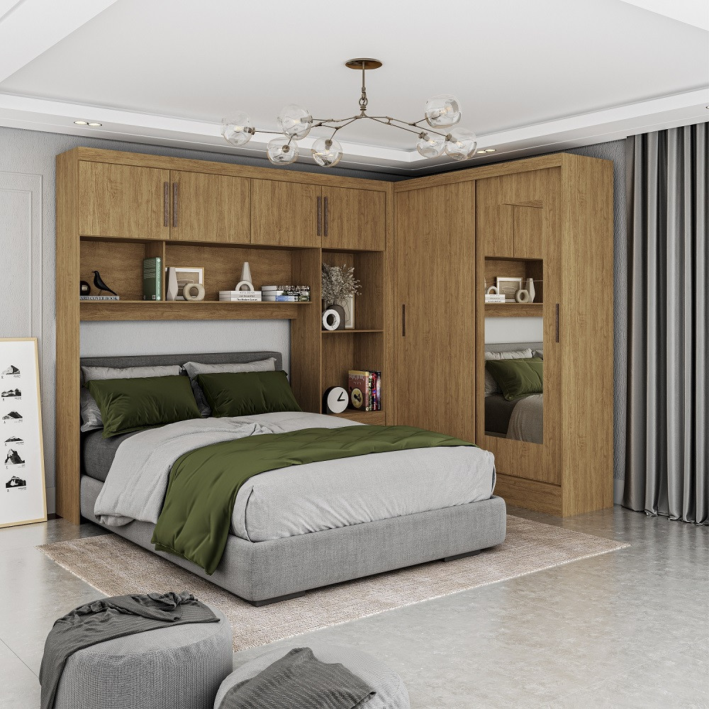 Quarto Modulado Casal com Espelho 6 Portas Belém Carioca Móveis em Oferta na Shopee