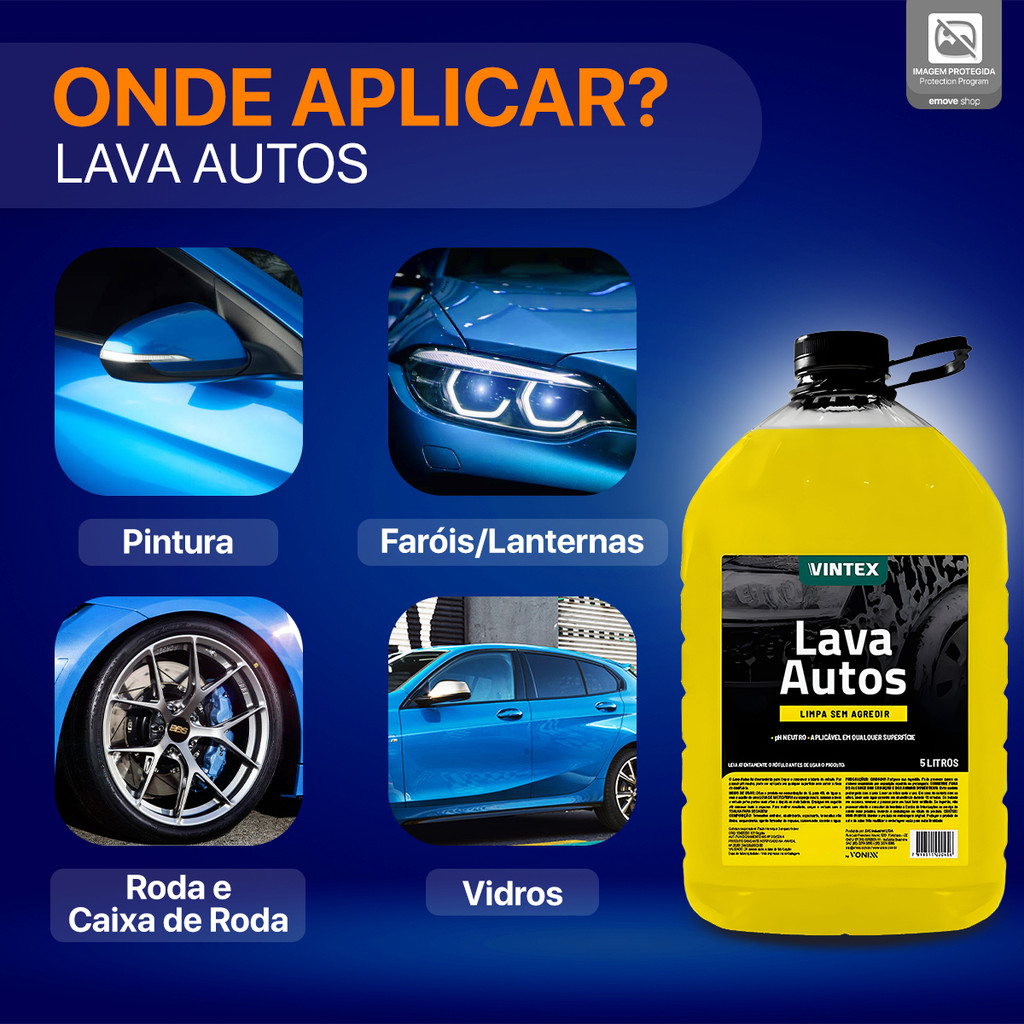 Shampoo Lava Autos 5L Automotivo Neutro Concentrado Vintex