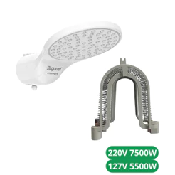 Resistência Ducha Moment Eletrônica 127V 5500W 220V 7500W Sublime Move Zagonel 2 Pinos