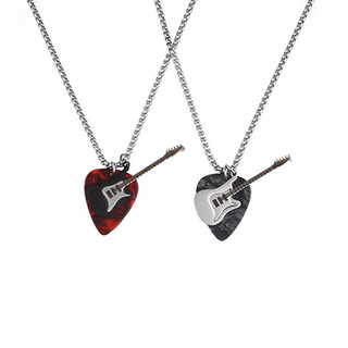 Punk Rock Estilo Guitarra Picareta Pingente Clavícula Corrente Para Homens Mulheres Hip-hop Casal Colares Jóias