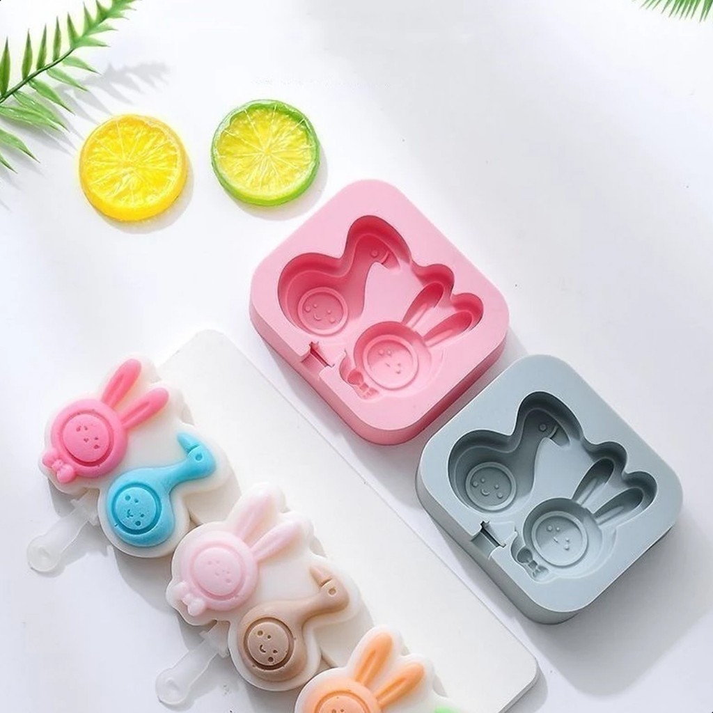 Forminha De Picolé Gelo Doce Chocolate Com Palito Molde Infantil Bichinhos Divertido Fofo Silicone