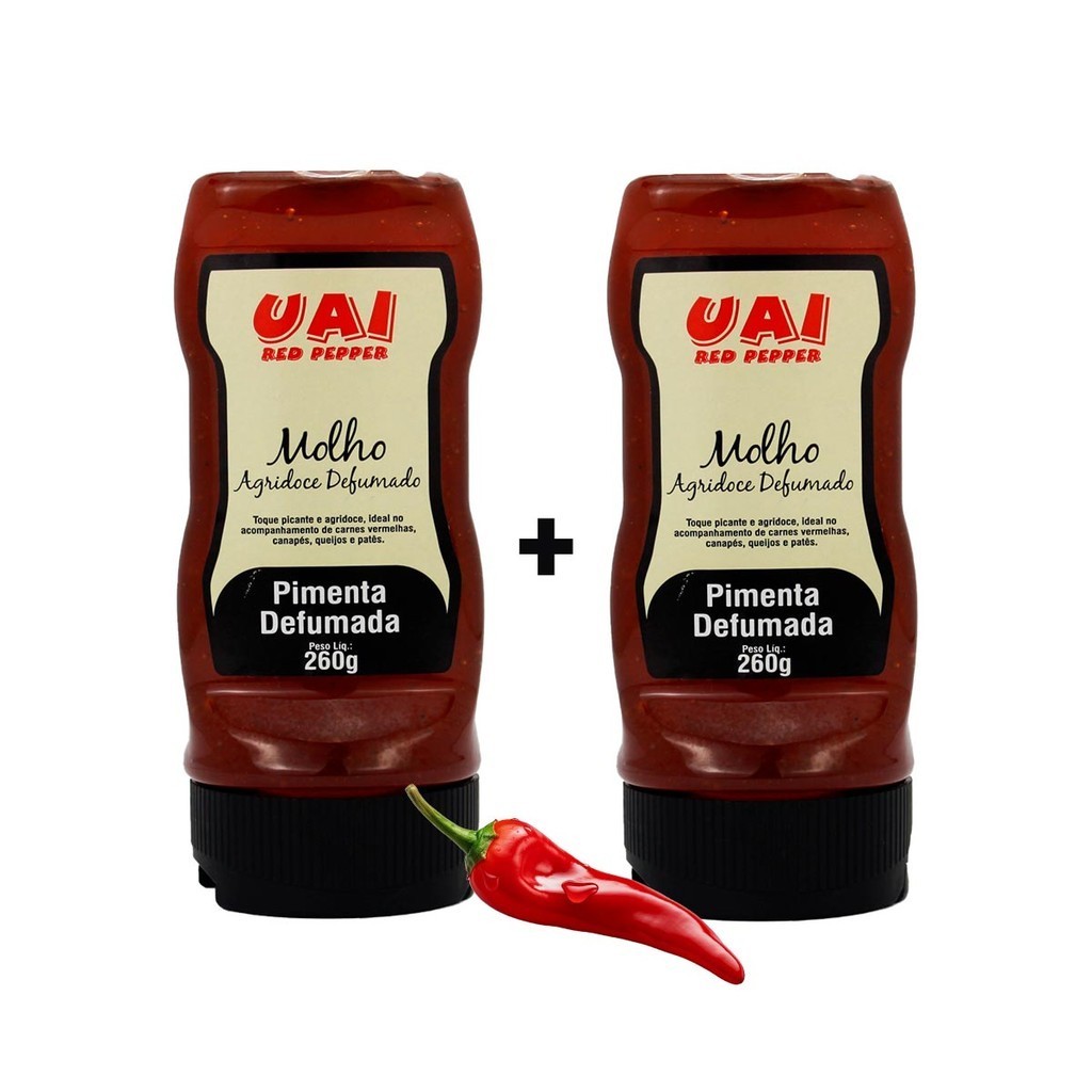 Kit c 2 Geleia Molho de Pimenta Defumada Agridoce 260g - Red Pepper Uai