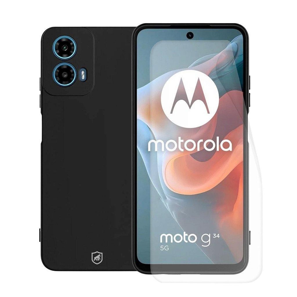Kit Capa Silicon Veloz e Película Hydrogel HD para Motorola Moto G34 - Gshield em Oferta na Shopee