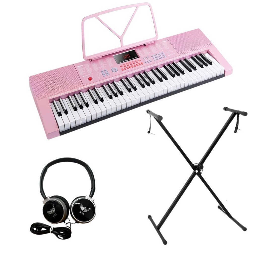 Kit Teclado Piano Musical 61 Teclas M-T3280 + Suporte MXT em X para Teclado Q-X10