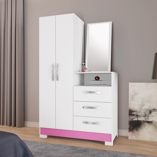 Cômoda com Espelho 1 Porta 3 Gavetas NT 5165  Branco New em Oferta na Shopee