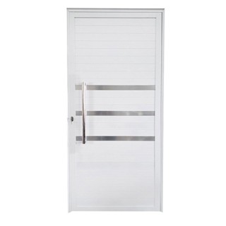 Porta Lambril de Alumínio 210 x 90cm com Friso Linha Veneza Esquadrias Bergamo Abertura Direita Branco em Oferta na Shopee