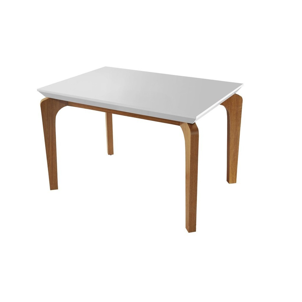 Mesa 120cm Tampo MDF Canto Reto Dublin  Off White/Imbuia - Home & Living