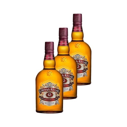 Whisky Chivas Regal Escocês 12 Anos 1 Litro 3 Unidades - Food & Beverages