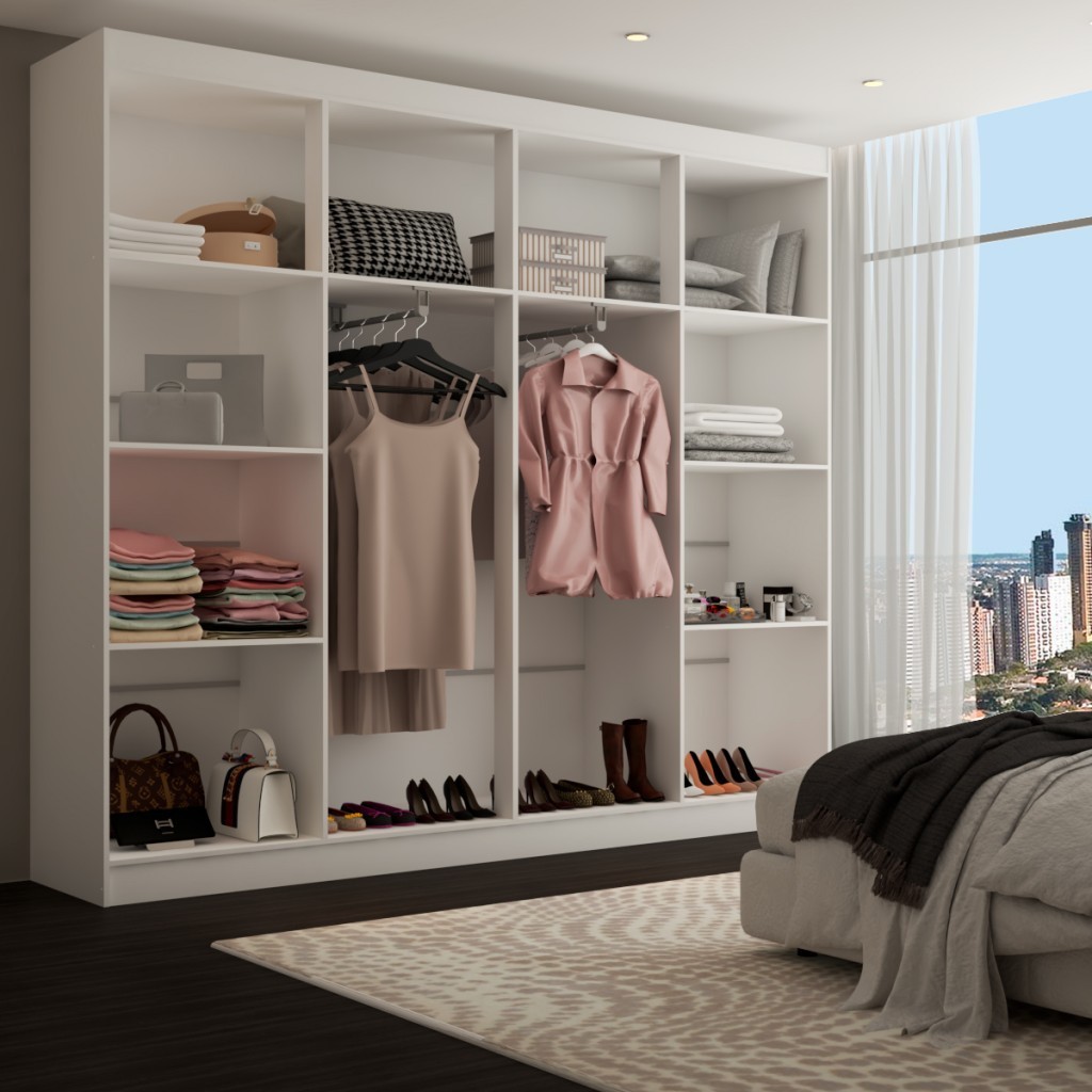 Closet Ele e Ela 8 Prateleiras Malbec Branco Fosco - Panorama Móveis em Oferta na Shopee