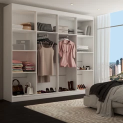 Closet Ele e Ela 8 Prateleiras Malbec Branco Fosco - Panorama Móveis