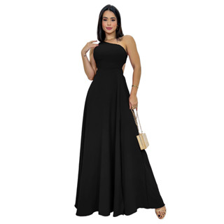 Vestido Feminino Longo Um Ombro Só Social Festa Vazado Duna