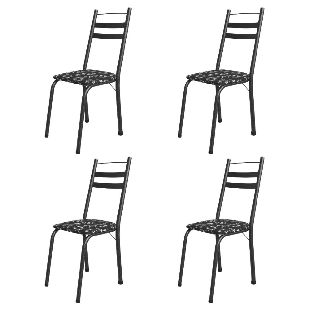 Conjunto Com 4 Cadeiras Tubular Itália Preto Floral Artefamol em Oferta na Shopee