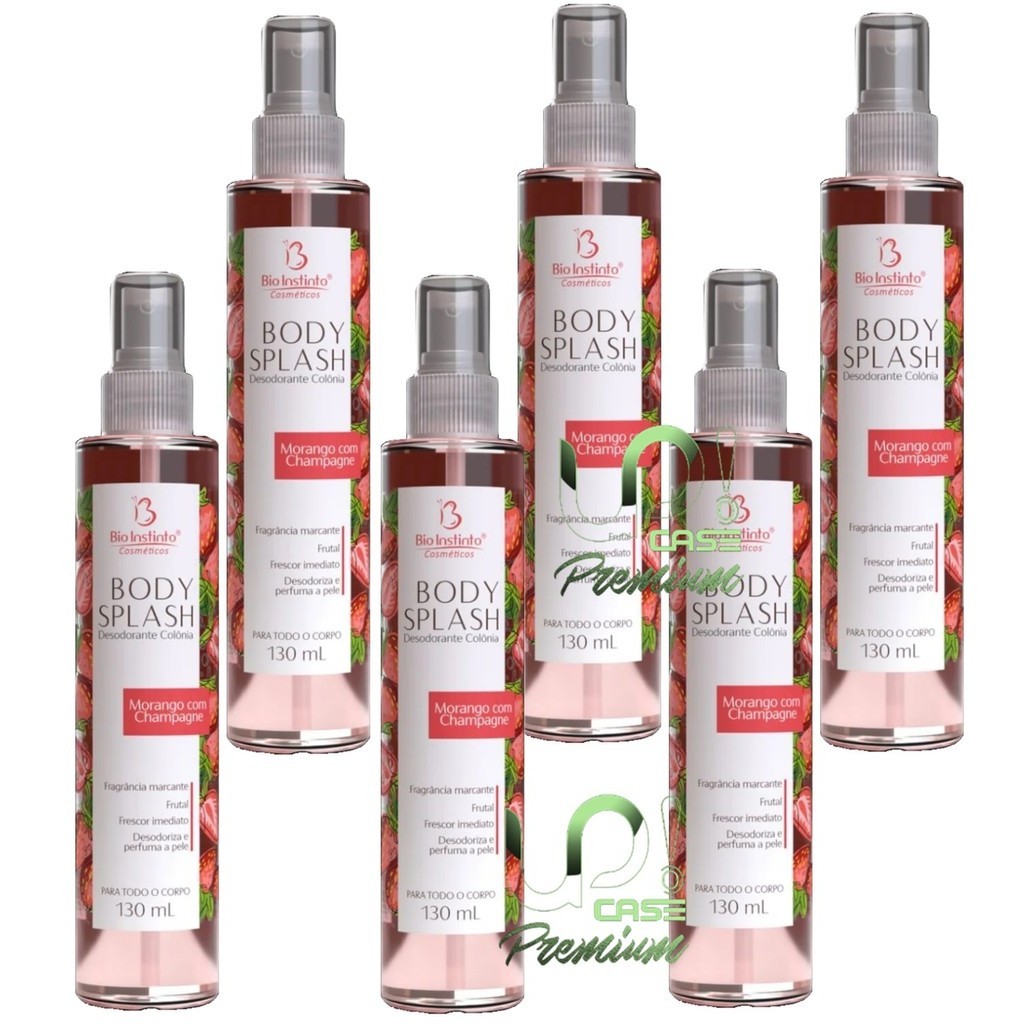 06un Colônia Body Splash Morango Champagne 130ml Bio Instint