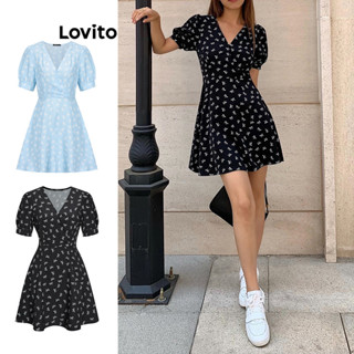 Lovito Vestido com Estampa Floral Ditsy para Mulheres L62ED150 (Multicolorido)