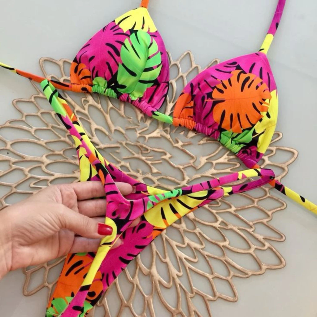 2024 Biquíni Fato de banho de praia impresso para mulheres Biquini Feminino — imagem 1