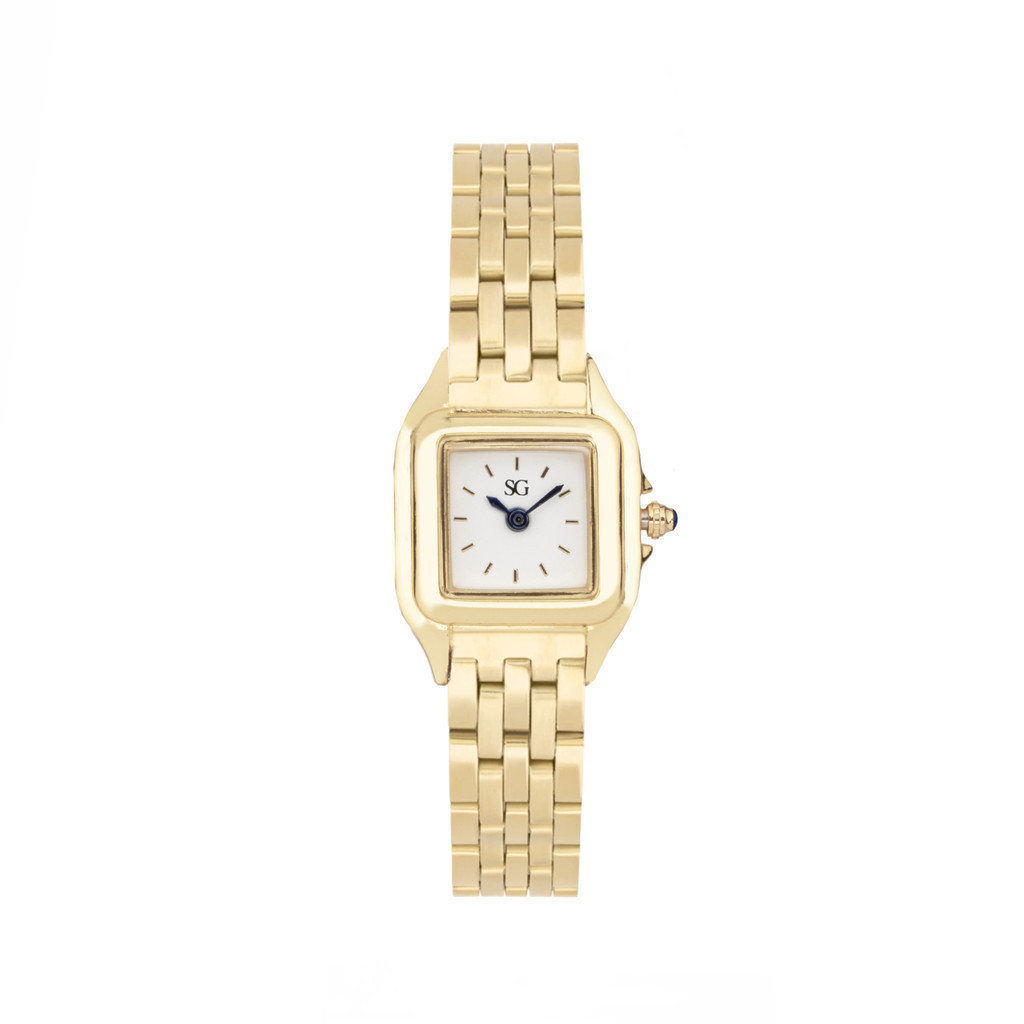 Relógio Feminino Dourado Saint Germain - Boxy Gold Fundo Branco - Watches