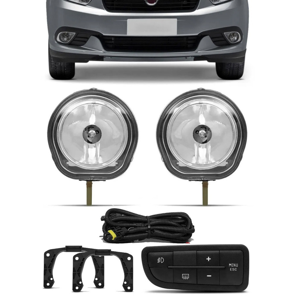 Kit Farol de Milha Fiat Grand Siena 2012 2013 2014 2015 2016 2017 2018 2019 2020 2021 - Botão Painel