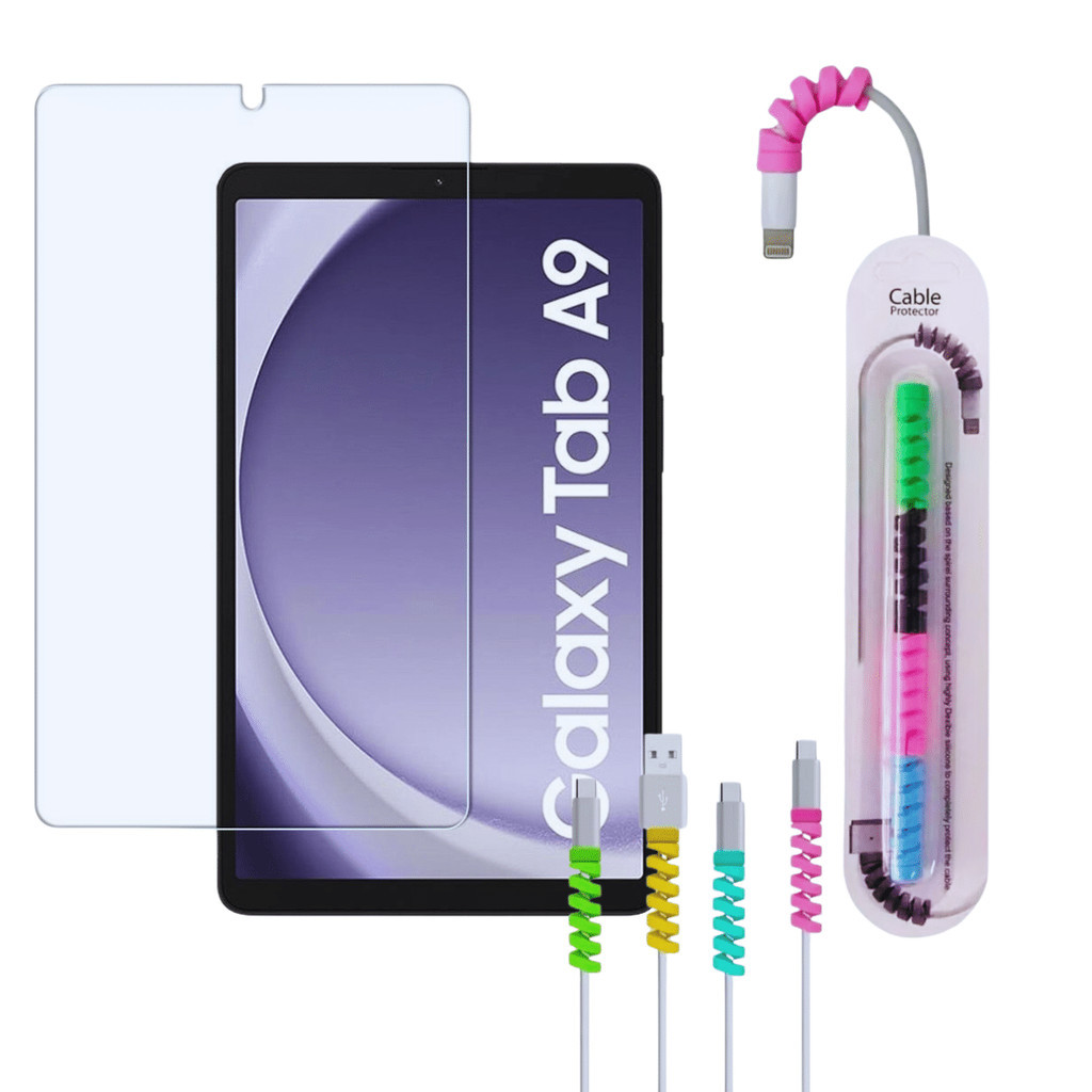 Kit Película Tab A9 Plus + Protetor de Cabo de Silicone
