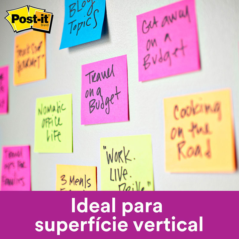 Detalhes do Bloco de notas super adesivas Post-it Azul Jeans 76x76mm 90 folhas 3M