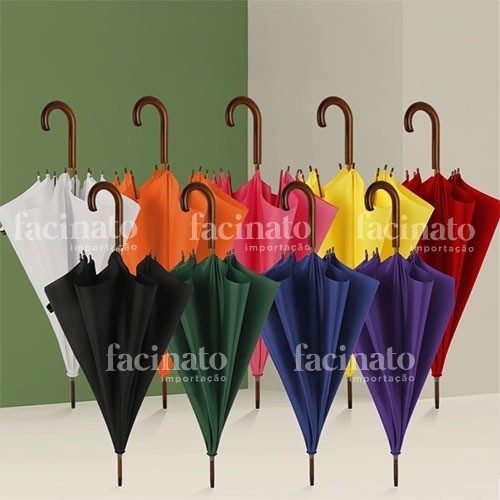 Guarda Chuva Colorido Automático Portaria Reforçado Contra Vento em Oferta na Shopee