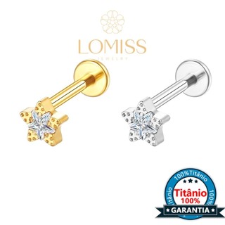 Estrela Piercing Orelha Titânio Pvd Zircônia Cravejada Piercing de Labret, Trágus Piercing Ponto de Luz em Oferta na Shopee
