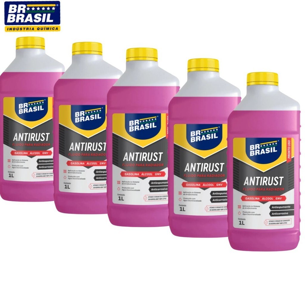 KIT 5 ANTIRUST PRONTO USO - FLUIDO PARA RADIADOR - ROSA - 1L