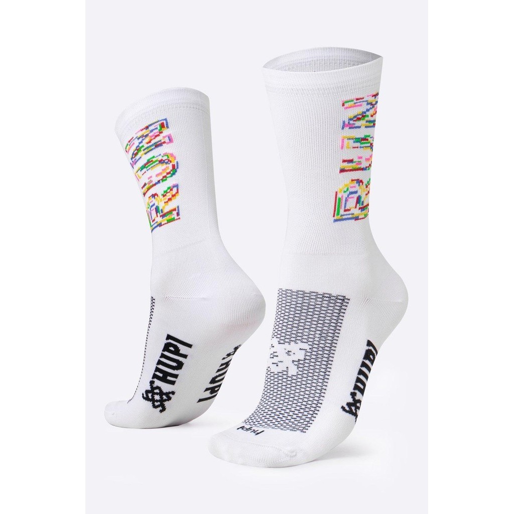 Meia HUPI Run para Corrida Colors Branca 1 Par Tamanho 36-42 - Men Clothes