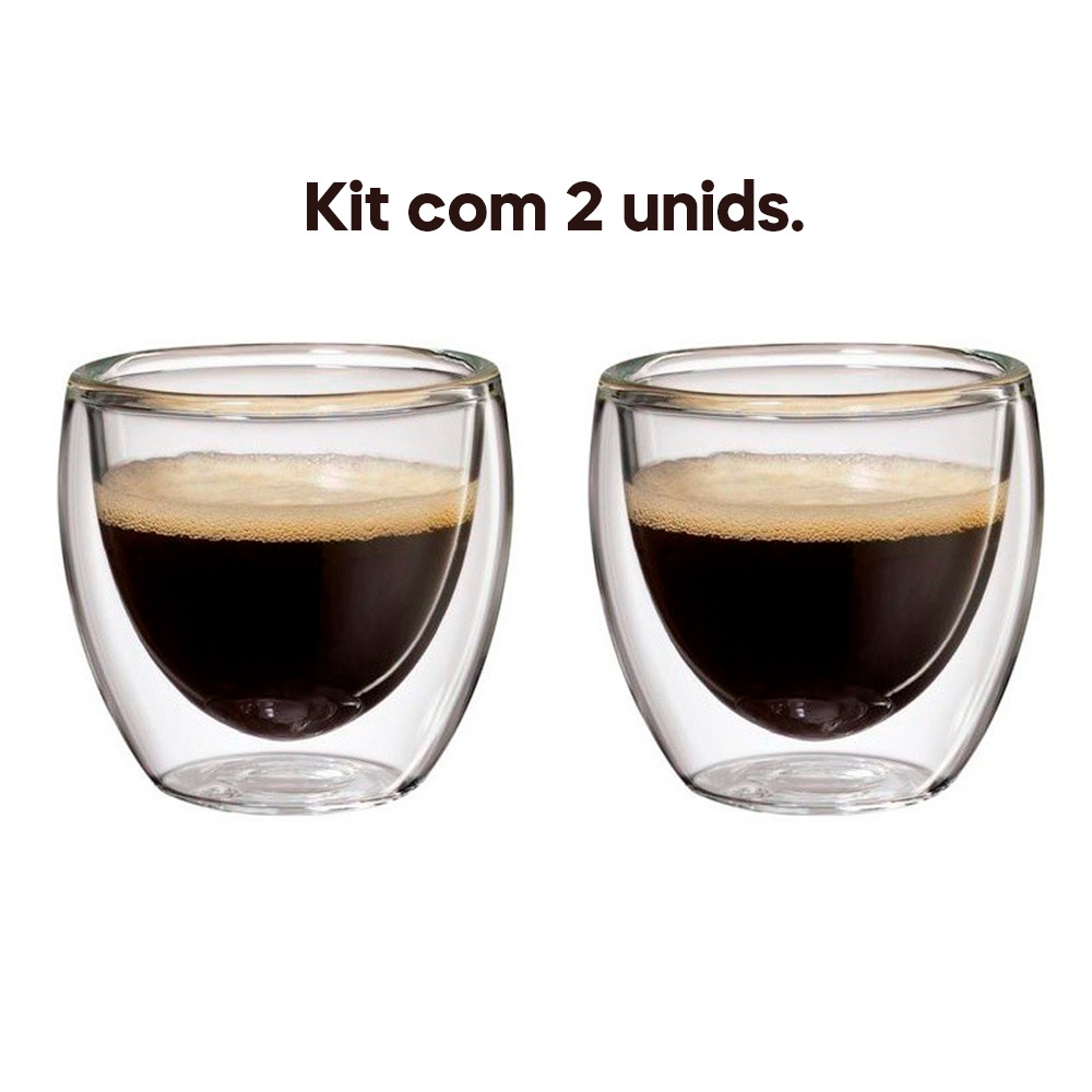 Copo de Vidro Parede Dupla Isolante Térmico Lindo TOP