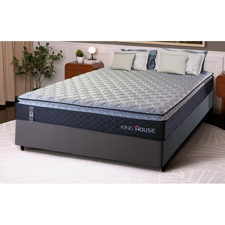 Conjunto Cama Box Casal Dakota Preto 138x188x57 Espuma D33 em Oferta na Shopee