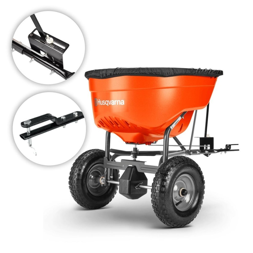 Semeadora Adubadeira Rebocável BS130T Trator Husqvarna Capacidade 59KG