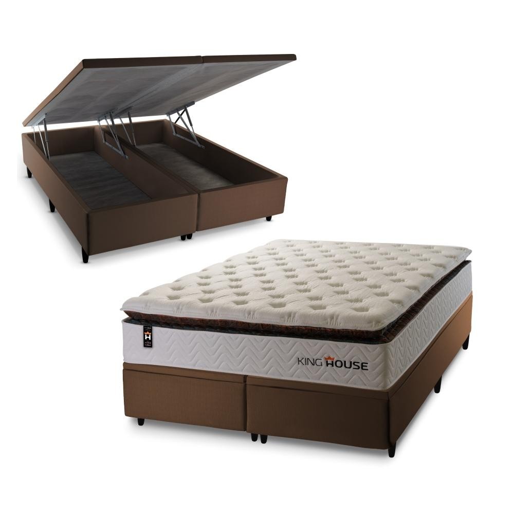 Conjunto Box Baú New York  158x198x80 c/ Molas Ensacadas em Oferta na Shopee