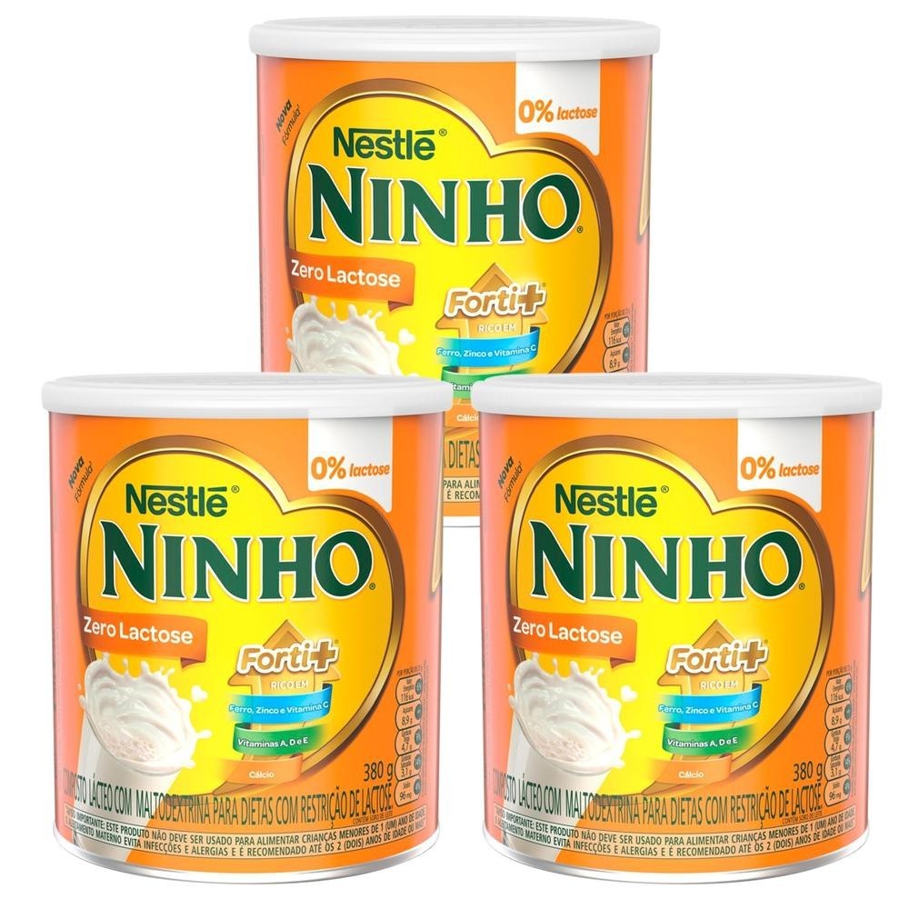 Kit 3 und Composto Lácteo em Pó Ninho Zero Lactose 380G - Food & Beverages