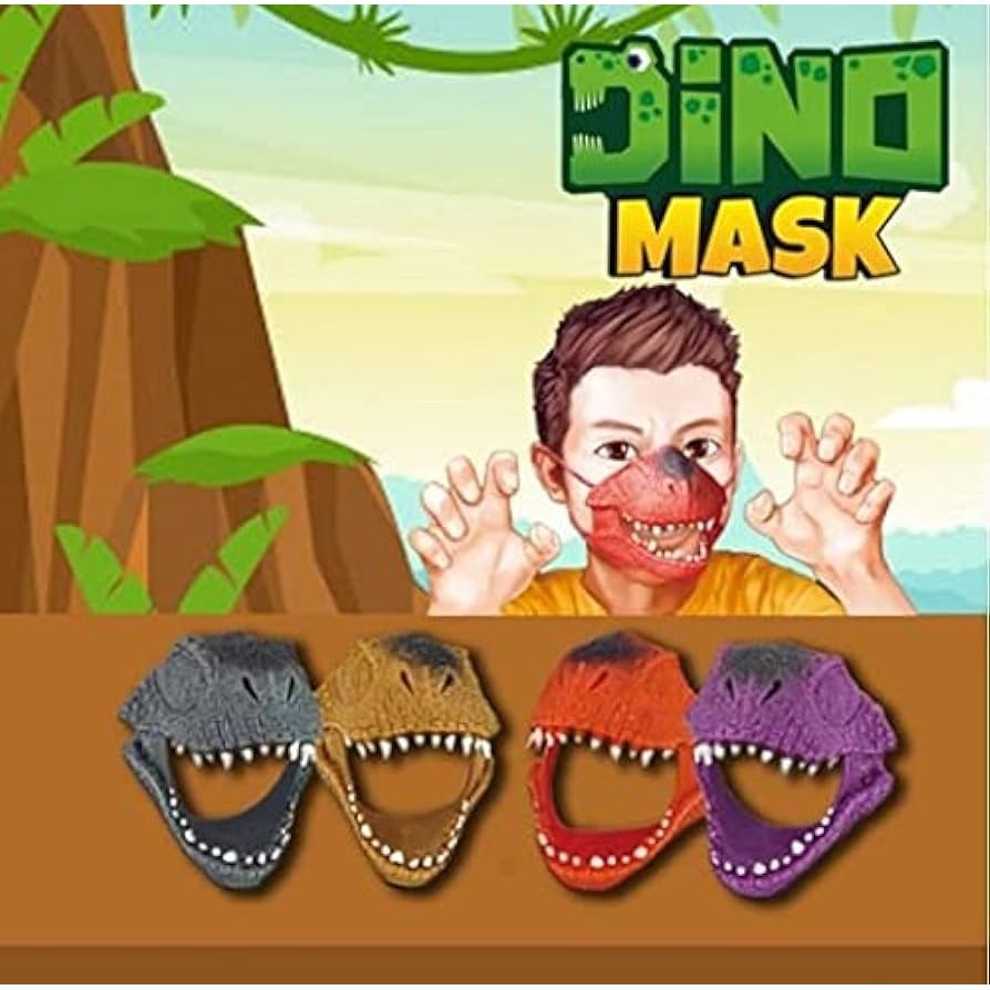 Dino Mask Máscara Dinossauro Emborrachada Com Encaixe 