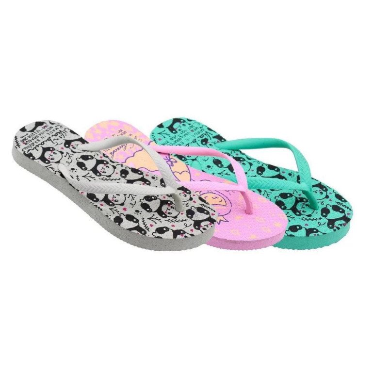 Kit 3 Pares Chinelos Adulto e Infantil Feminino Dia a Dia Confortável Elegantes