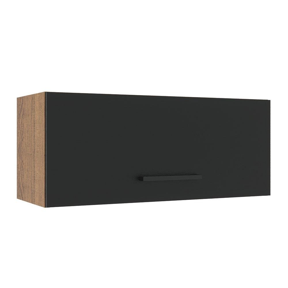 Armário de Cozinha Aéreo 80 cm 1 Porta Basculante Rustic/Preto Agata Madesa