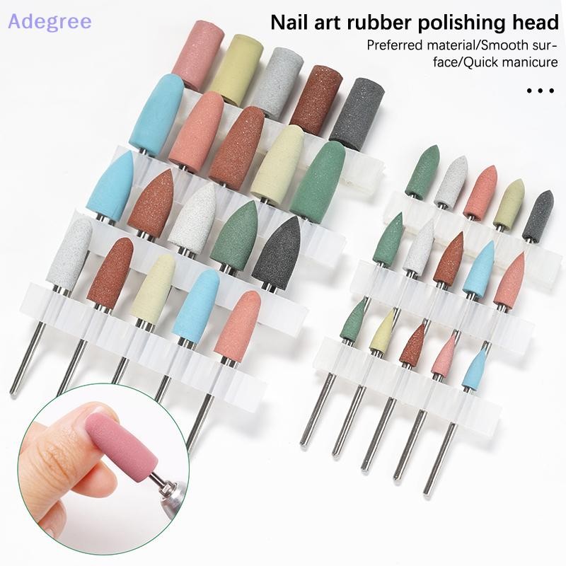 Adegree 5 Pçs De Borracha Brocas De Polimento De Unhas Broca De Silicone Rebarba Rotativa Cutícula Arquivo Limpo Para Sa