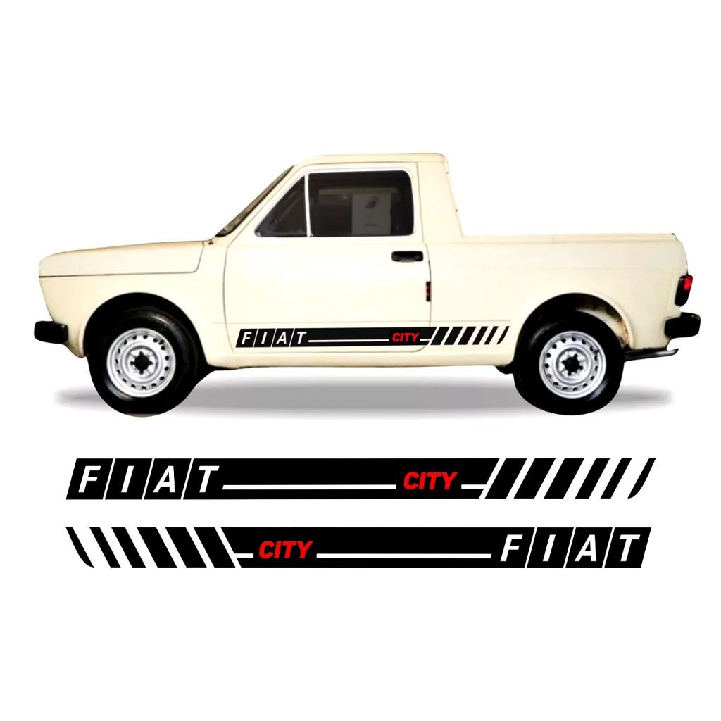KIT 2 Adesivos 147 City Picape Faixa Lateral Personalizado Preto Brilho FT118