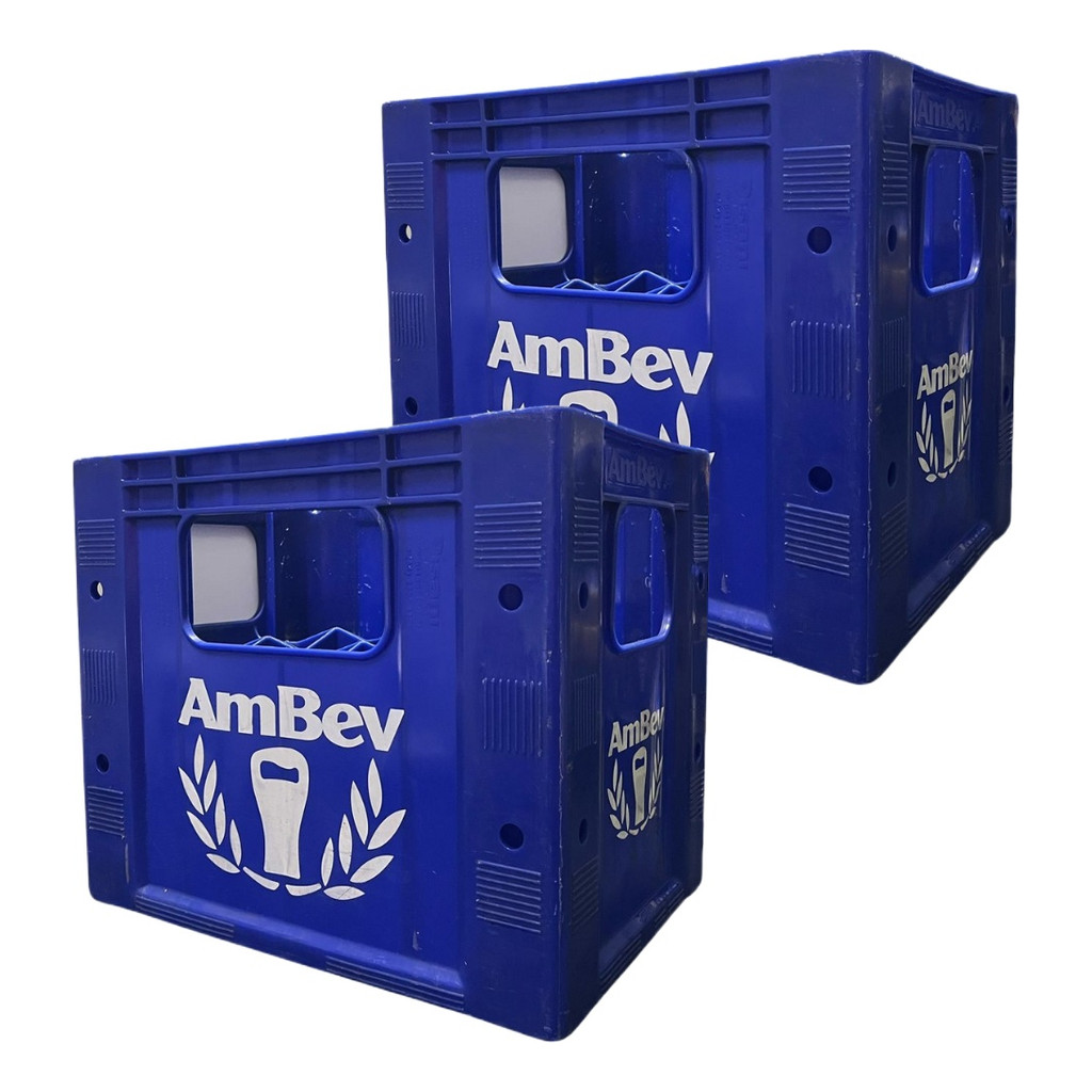 Kit 2 Garrafeira Ambev Engradado 1l P/ 12 Garrafas Azul