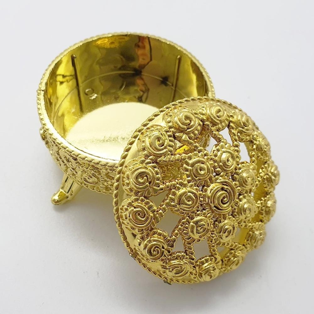 10 Mini Porta Joias Dourado NOVO Redondo PLASTICO / LEMBRANCA
