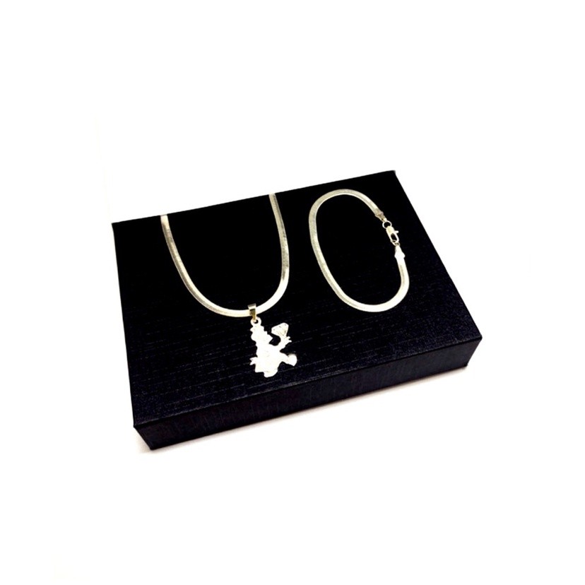 Kit Feminino Tio Patinhas Corrente e Pulseira Laminada Folheada a Prata 925 Lindo 003