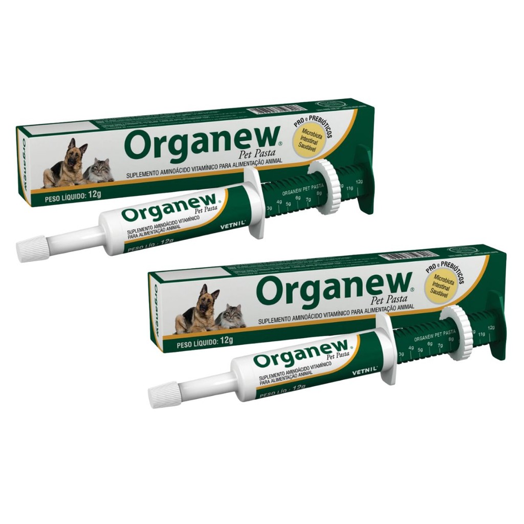 02 Organew Pet Suplemento Vitamínico Aminoácido Em Pasta 12g em Oferta na Shopee
