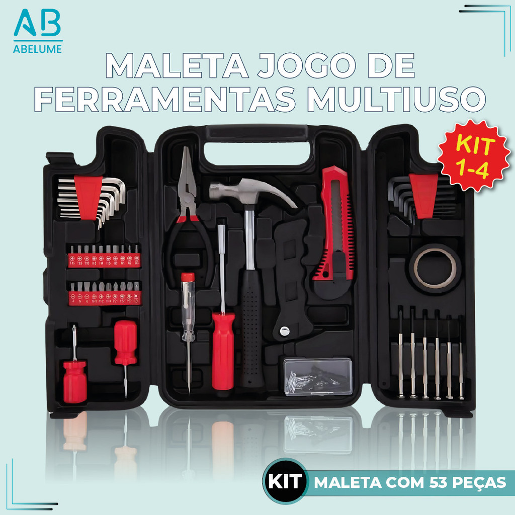 Jogo Kit de Ferramentas 53 Peças Maleta Serviços Gerais Multiuso Com Maleta Healer em Oferta na Shopee