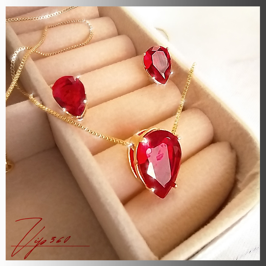 💎 Colar e Brinco Gota Cristal Zircônia – Folheados a Ouro 18 K e Prata 925  Antialérgico 💎 em Oferta na Shopee