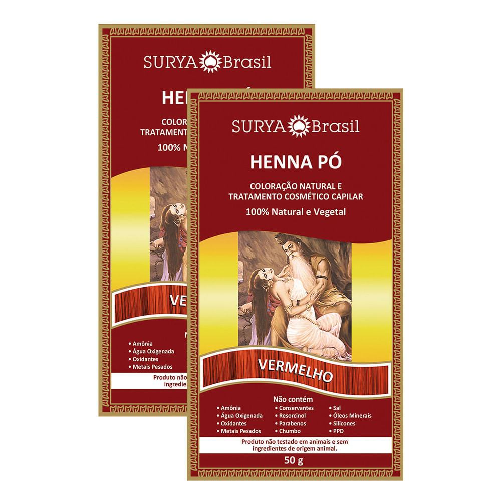 Henna Pó Surya Brasil Vermelho | Kit com duas unidades em Oferta na Shopee
