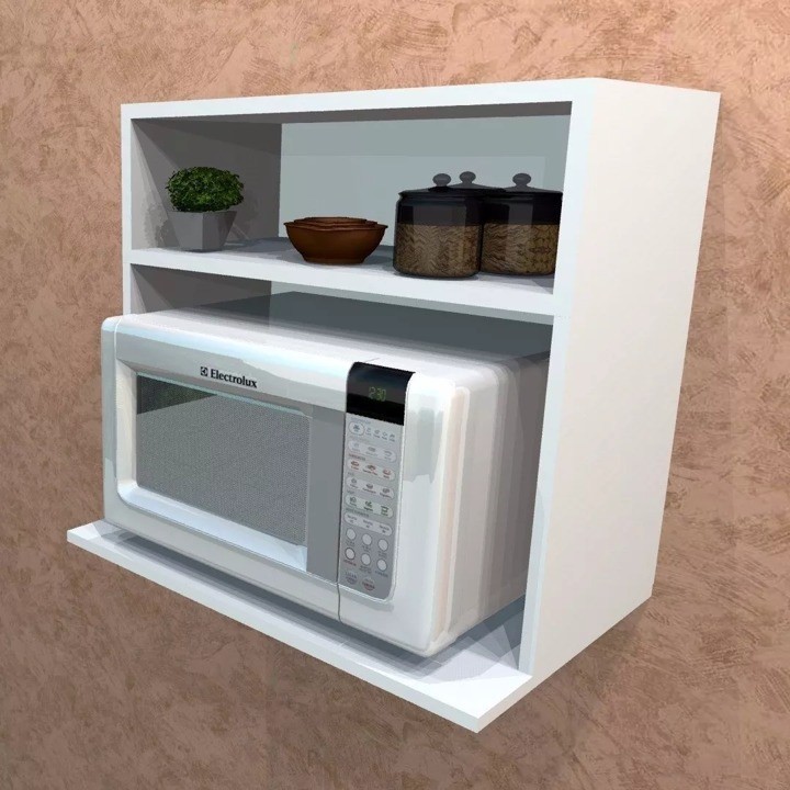 Suporte P/ Microondas C/ Nicho Em 100% Mdf Branco 60 CM