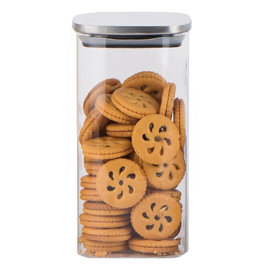 Pote Mantimentos Home&Co com Tampa Quadrado com Inox Borossilicato 1,5L 19x10