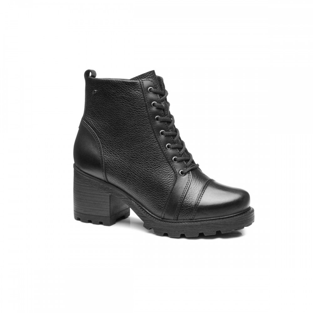 Bota Pegada 281312-04 Coturno Cano Curto Salto Grosso Feminino