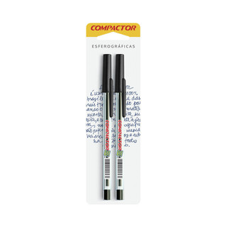 Caneta Esferográfica Compactor 0.7mm Preta com 2 Unidades em Oferta na Shopee